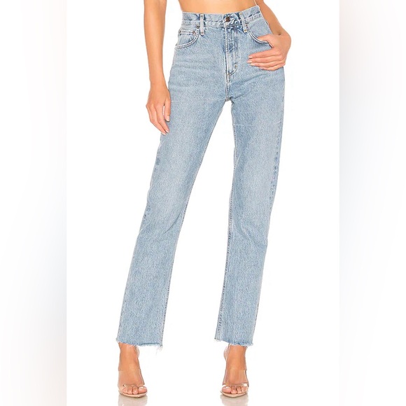 AGOLDE Cherie High Rise Straight Jeans in Merit Size 24 Distressed Hem Denim - Picture 3 of 16